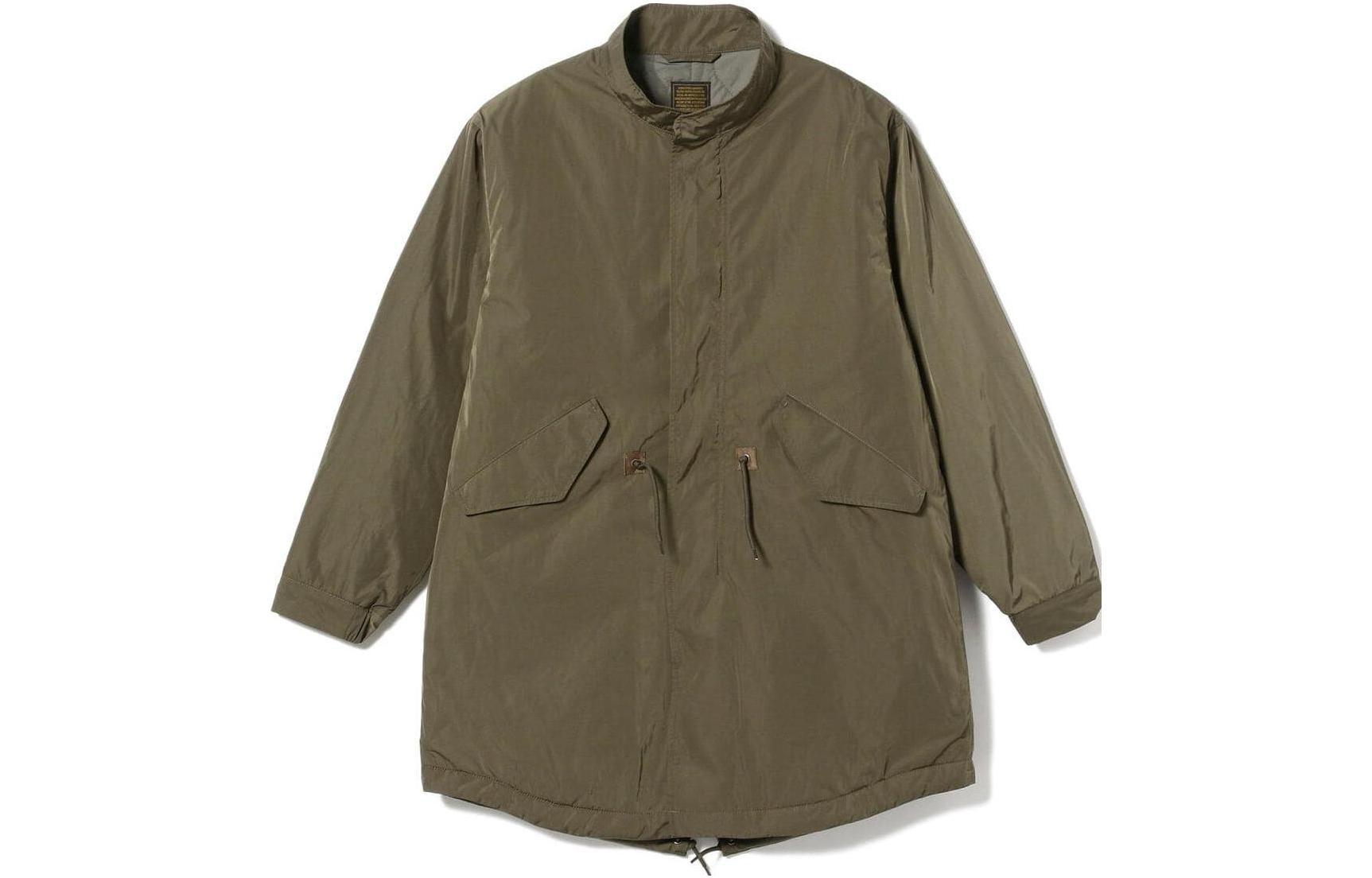 Beams SS23 Solid Olive Green Zip-Up Stand Collar Jacket 9219001128667