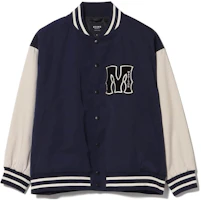 Beams SS23 Striped Baseball Collar Jacket Navy Blue ( Long Sleeve) 4218000263979 Beams SS23 Striped Baseball Collar Jacket Navy Blue ( Long Sleeve) 4218000263979