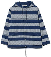 Beams SS23 Striped Hoodie Drawstring Jacket Indigo Blue (). 38-18-0323-671 Beams SS23 Striped Hoodie Drawstring Jacket Indigo Blue (). 38-18-0323-671