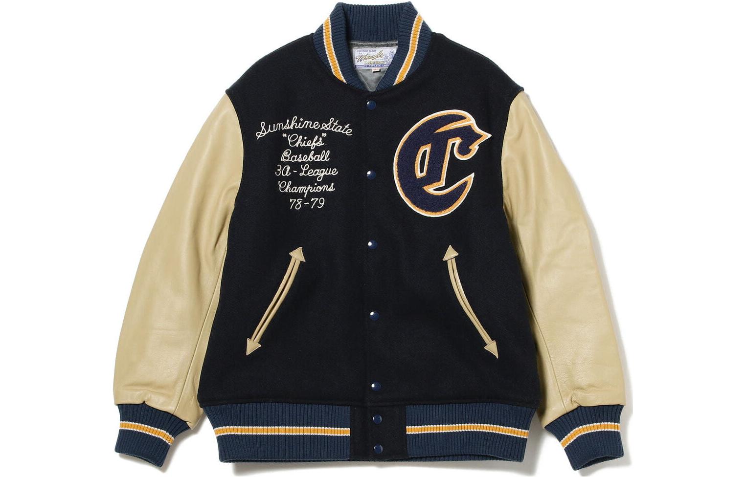 Beams SS23 Two-Tone Baseball Collar Long Sleeve Jacket Navy Men’s. 11-18-6350-086