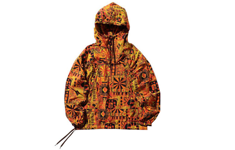 Beams SS23 Waterproof Geometric Print Hooded Jacket 38-18-0164-139