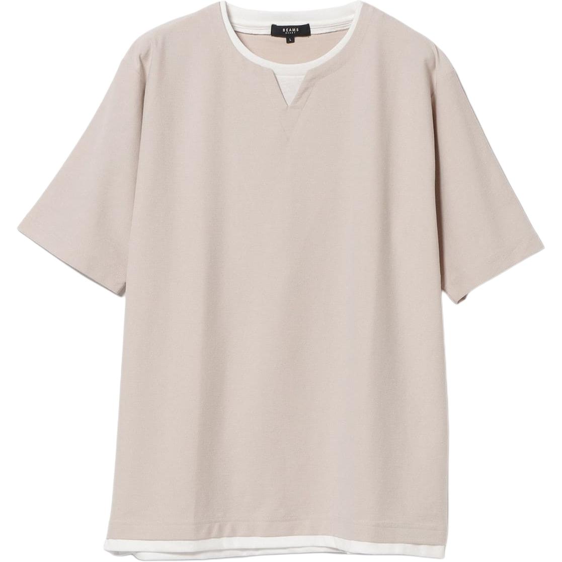 BEAMS SS24 Crewneck Short Sleeve Patchwork T-Shirt 42040333639-20-18