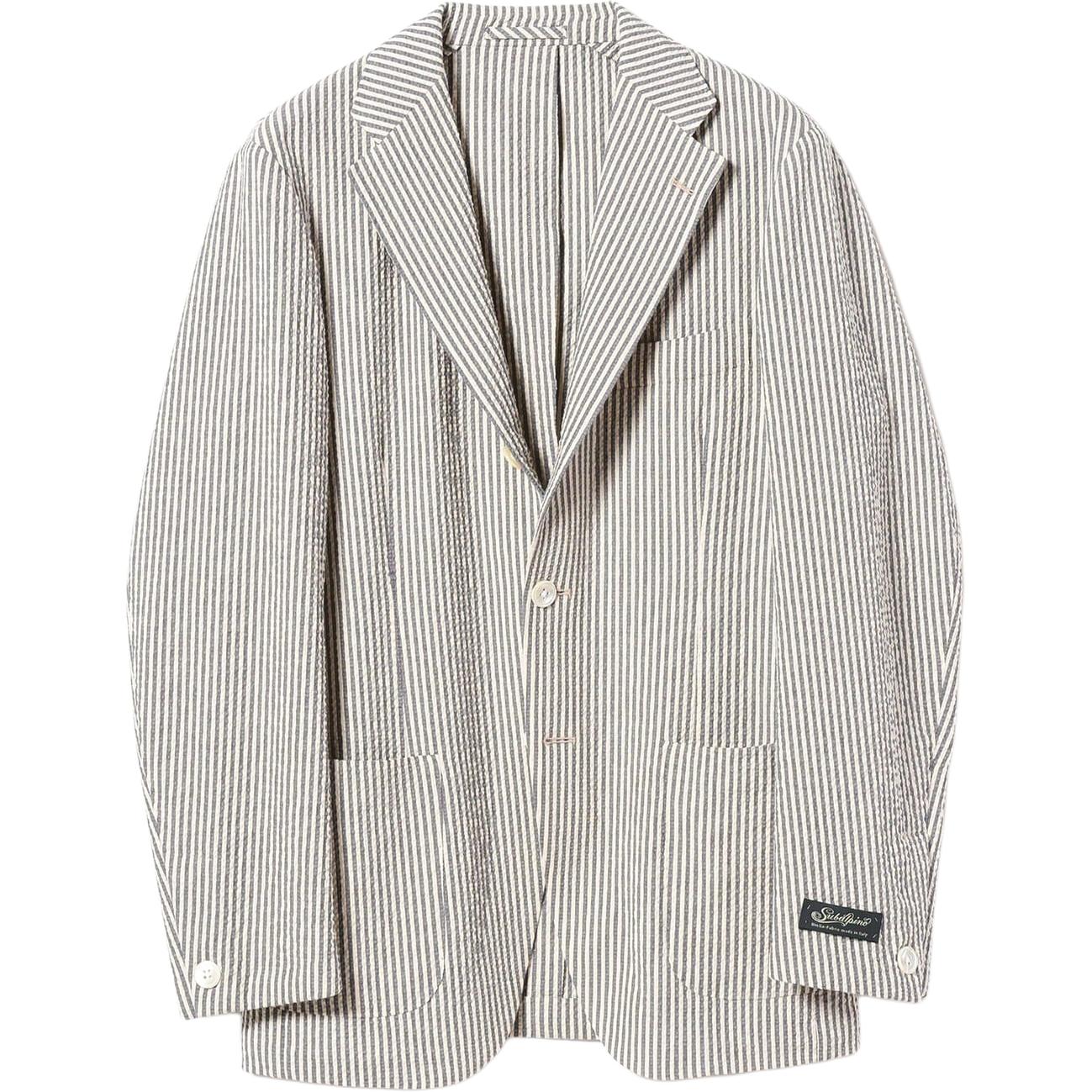 Beams Striped Collar Slim Fit Single-Breasted Jacket Men’s Grey 2116045201570