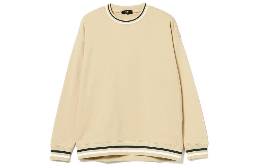 Beams Striped Crewneck Pullover Sweatshirt Men’s Beige 4213044980320