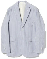 Beams Striped French Collar Button-Up Loose-Fit Jacket Men’s Blue 3816018080375 Beams Striped French Collar Button-Up Loose-Fit Jacket Men’s Blue 3816018080375