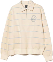 Beams Striped Half-Zip Pullover Sweatshirt Unisex Natural Color. 75-13-0161-346 Beams Striped Half-Zip Pullover Sweatshirt Unisex Natural Color. 75-13-0161-346