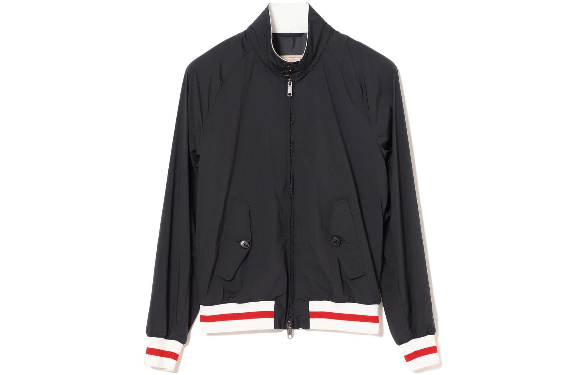 Beams Striped Stand-Collar Zip-Up Jacket Navy Blue. 8218017908979