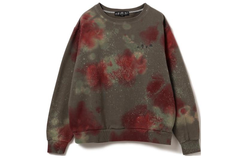 Beams Tie-Dye Embroidered Pullover Sweatshirt Charcoal 75-13-0081-136