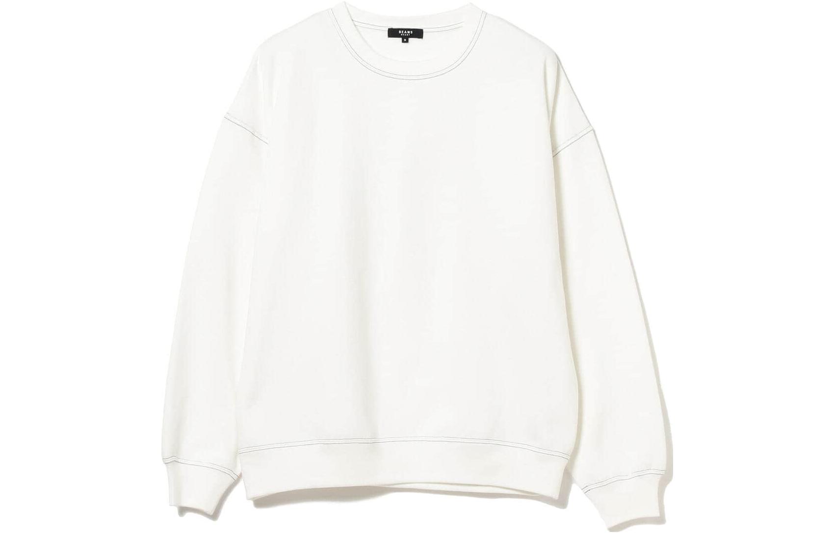 Beams White Crewneck Pullover Long-Sleeve Sweatshirt 4213050522201