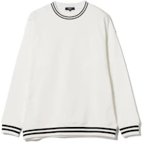 Beams White Crewneck Ribbed Long Sleeve Pullover Sweatshirt 4213004380301 Beams White Crewneck Ribbed Long Sleeve Pullover Sweatshirt 4213004380301