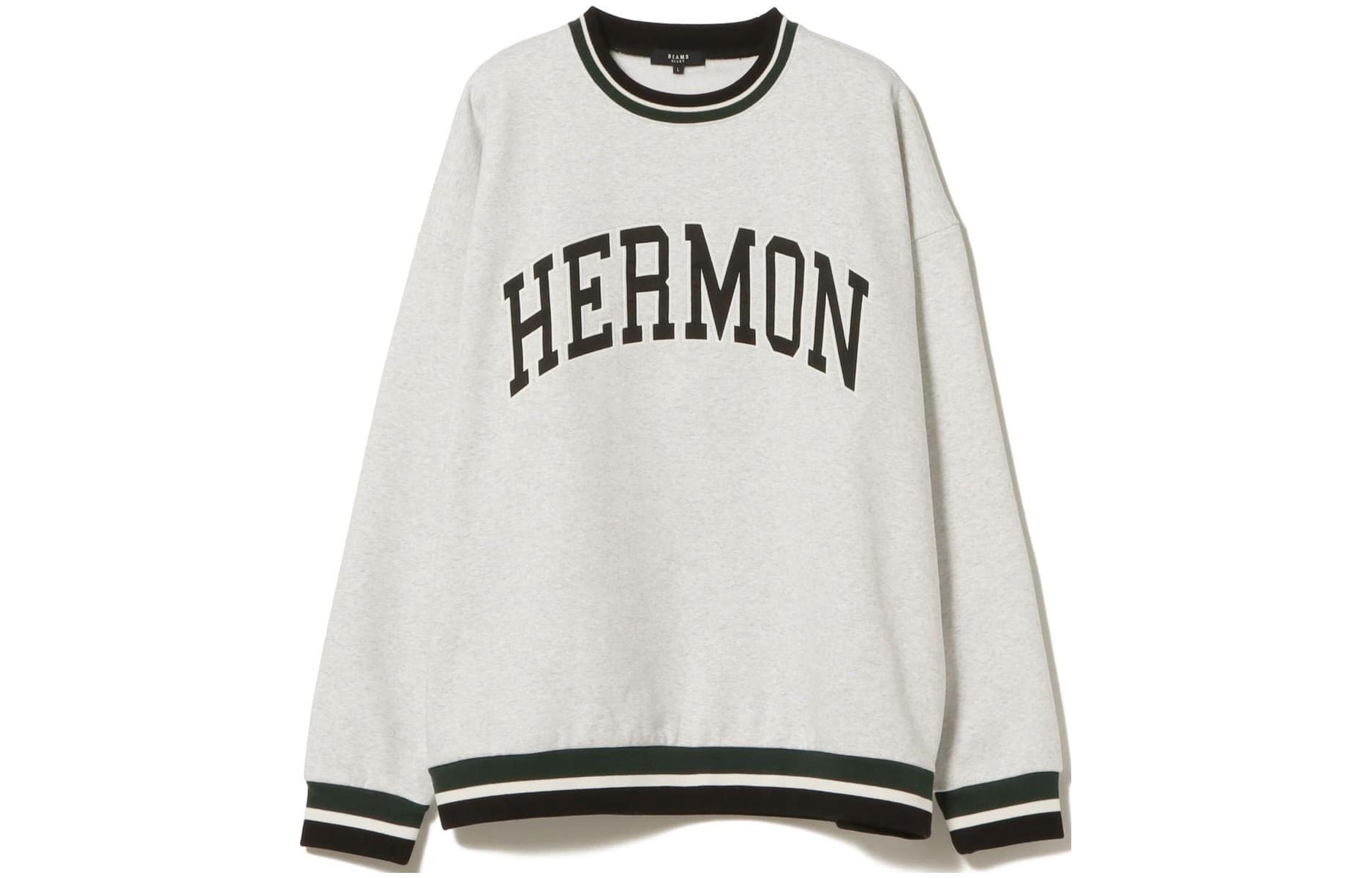 Beams White Striped Crewneck Letter Pullover Sweatshirt Long Sleeve 4213002180310