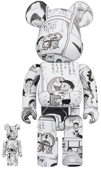 bearbrick-doraemon-comic-ver-100-and-400-set-black-and-white