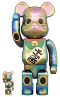 Bearbrick Maneki Neko 100% & 400% Set Black Transparent Plating Bearbrick Maneki Neko 100% & 400% Set Black Transparent Plating