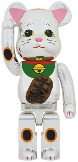 bearbrick-maneki-neko-silver-plated-luminous-1000