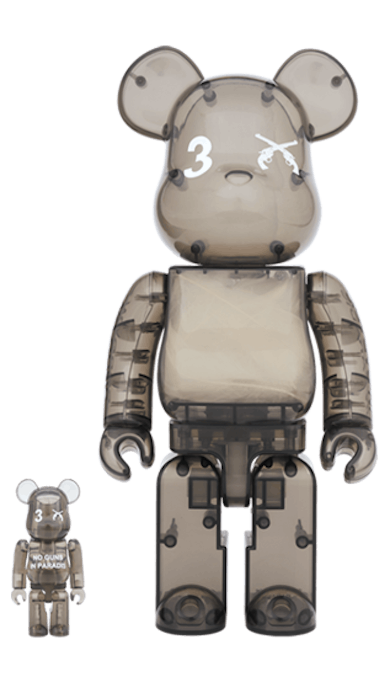 Buy Bearbrick x 3. Paradis x Roarguns 100% y 400% Set 'Negro Transparente'