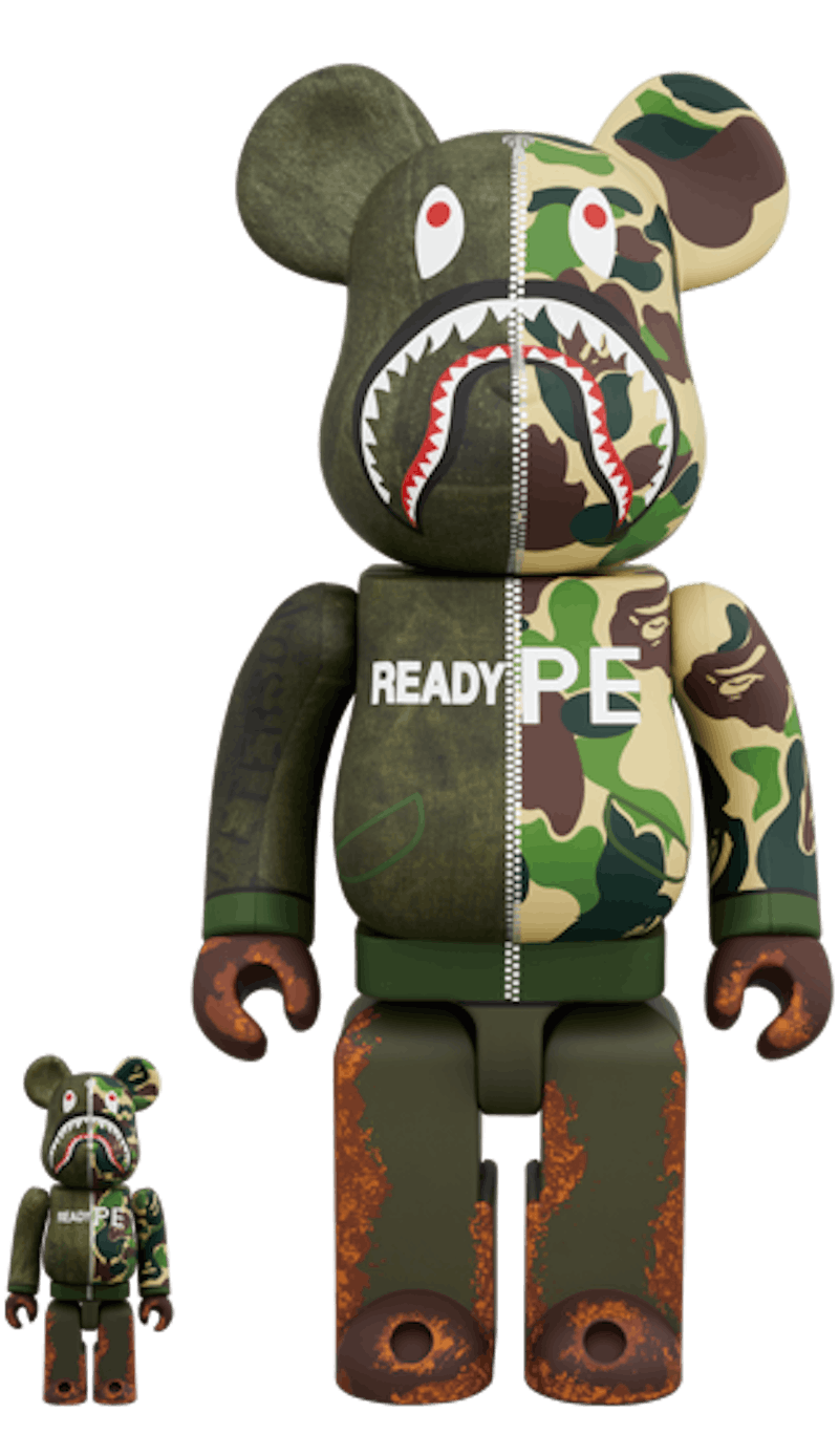 Buy Bearbrick x A Bathing Ape x Readymade 100% y 400% Set 'Oliva'