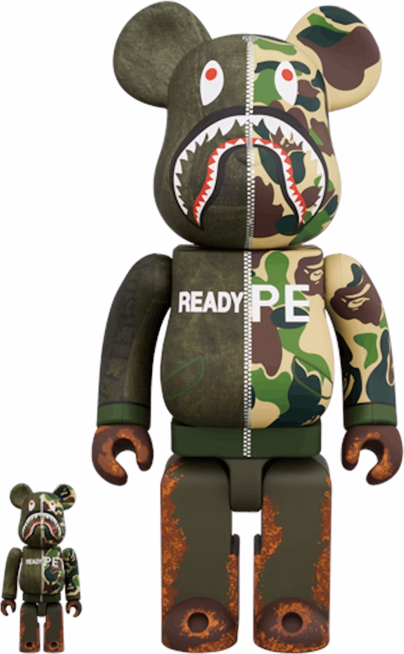 a-bathing-ape-x-readymade-x-bearbrick-100-and-400-set-olive