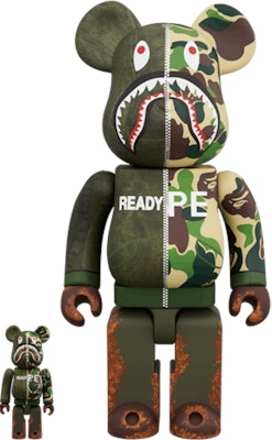 Bearbrick x A Bathing Ape x Readymade 100% y 400% Set 'Oliva' Buy Bearbrick x A Bathing Ape x Readymade 100% y 400% Set 'Oliva'