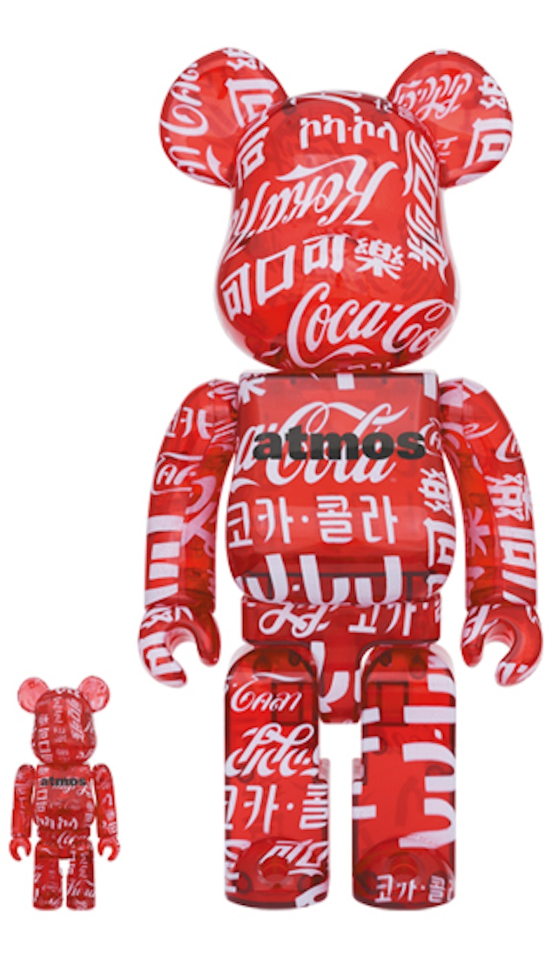 Buy Bearbrick x atmos x 可口可乐 100% & 400% 公仔套装 '透明红'