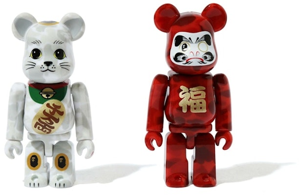 Bearbrick x BAPE 100% 'Manekineko & Daruma 2-Pack' Buy Bearbrick x BAPE 100% 'Manekineko & Daruma 2-Pack'