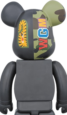 Bearbrick x BAPE 1st迷彩鲨鱼公仔1000% 黑色 Order Bearbrick x BAPE 1st迷彩鲨鱼公仔1000% 黑色