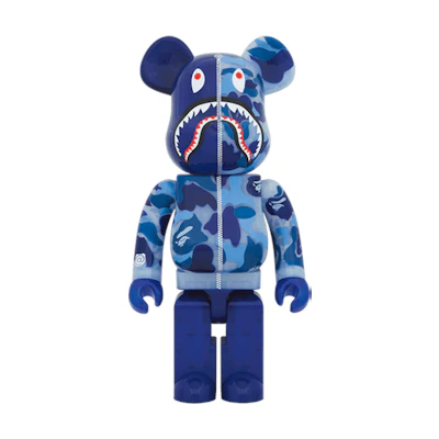 Bearbrick BAPE ABC Camo Shark 1000% Clear Blue