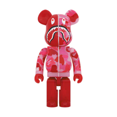 Bearbrick BAPE ABC Camo Shark 1000% Clear Red