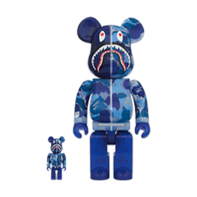 Bearbrick BAPE ABC Camo Shark 100% & 400% Set 'Clear Blue'