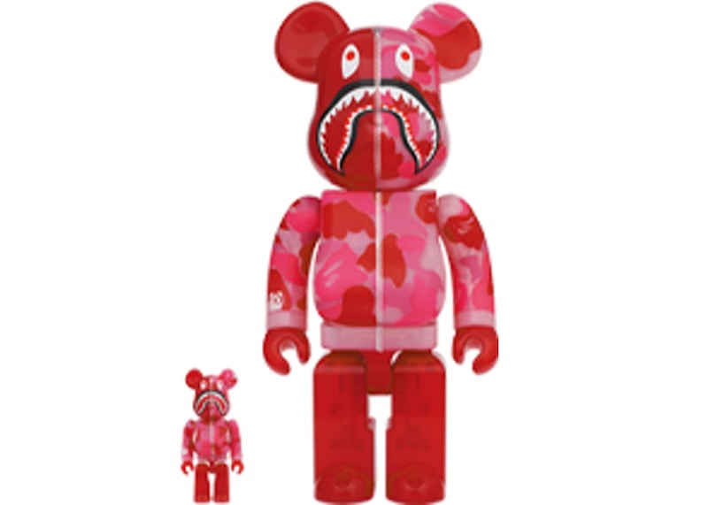 Bearbrick x BAPE ABC Camo Shark 100% & 400% Set 'Clear Red'