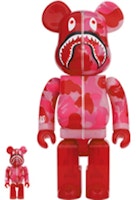 Bearbrick x BAPE ABC Camo Shark 100% & 400% Set 'Clear Red' Bearbrick x BAPE ABC Camo Shark 100% & 400% Set 'Clear Red'