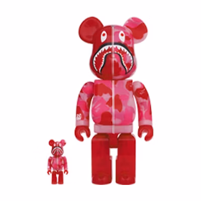 Bearbrick BAPE ABC Camo Shark 100% & 400% Set 'Clear Red'