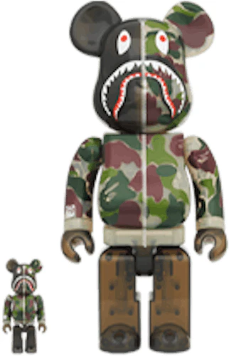 bearbrick-x-bape-abc-camo-shark-100-and-400-set-clear-green