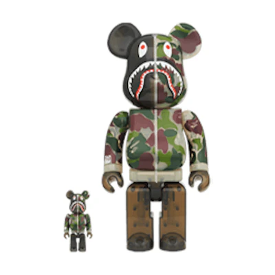 Bearbrick BAPE ABC Camo Shark 100% & 400% Set 'Clear Green'