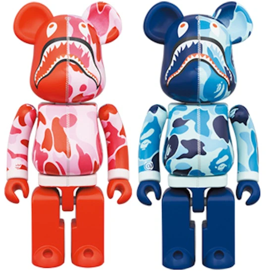 bearbrick-x-bape-abc-camo-shark-chogokin-200-set-of-2-pink-blue