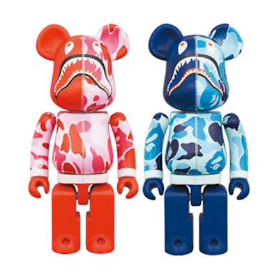 Bearbrick x BAPE ABC Camo Shark Chogokin 200% Set of 2 Pink/Blue