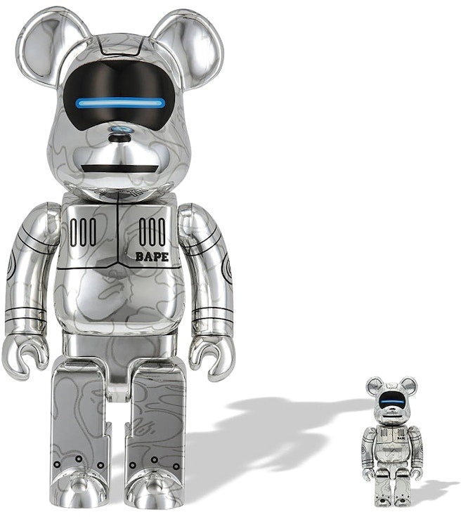 bearbrick-x-bape-baby-milo-x-hajime-sorayama-100-and-400-set-silver
