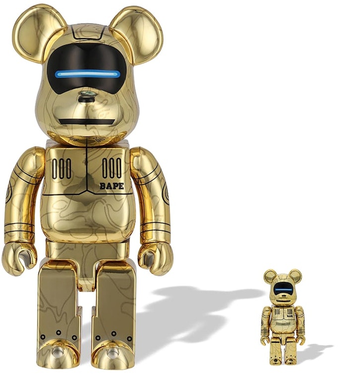 bearbrick-x-bape-baby-milo-x-hajime-sorayama-100-and-400-set-gold