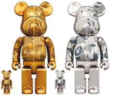 Bearbrick x BAPE Camo Shark 100% & 400% 4-Pc Set Gold/Silver Bearbrick x BAPE Camo Shark 100% & 400% 4-Pc Set Gold/Silver