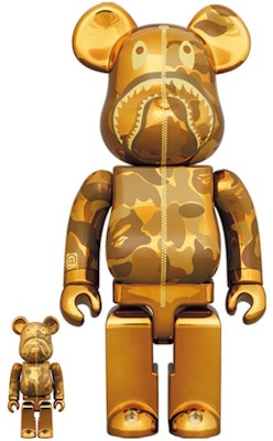 Bearbrick x BAPE Camo Shark 100% y 400% Set Dorado Buy Bearbrick x BAPE Camo Shark 100% y 400% Set Dorado