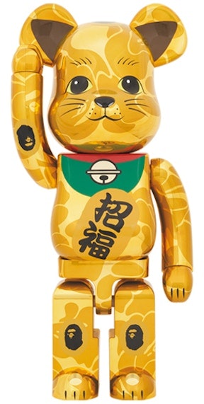 bearbrick-x-bape-maneki-neko-1000-gold-plated