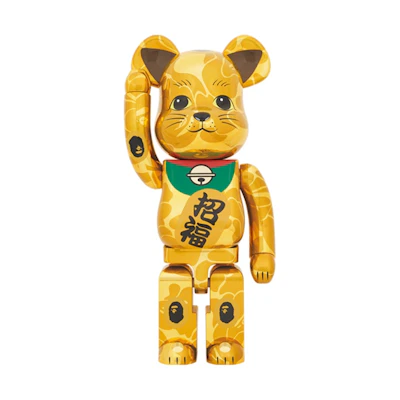 Bearbrick BAPE Maneki Neko 1000% Gold Plated