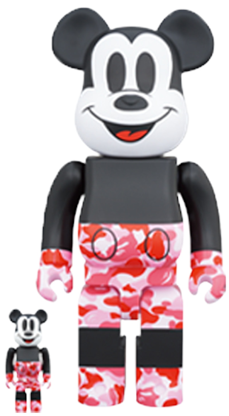 Bearbrick x BAPE x Mickey Mouse 100% & 400% Set 'Black Red Camo'