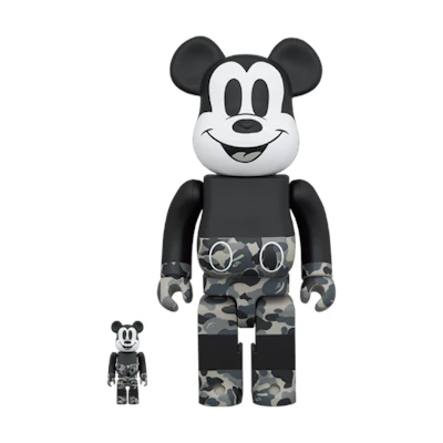Bearbrick x BAPE x Mickey Mouse 100% & 400% Set 'Monotone'