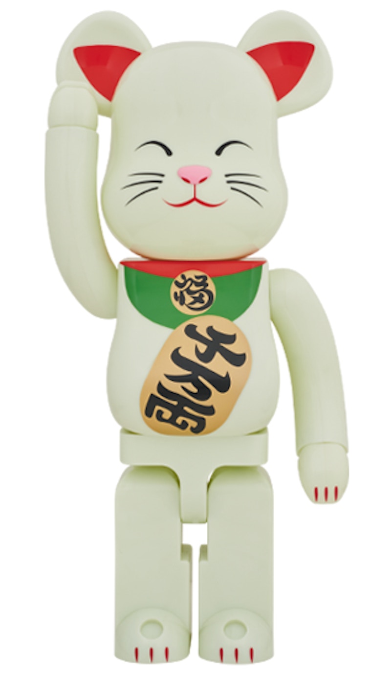 Bearbrick x Beckoning Cat Luminous 1000% White