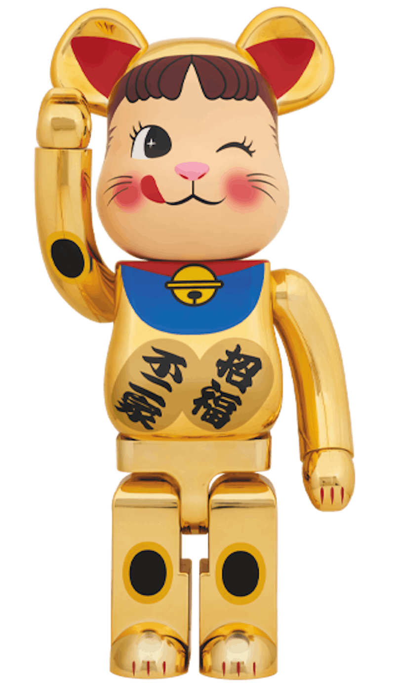 Buy Bearbrick x Kucing Keberuntungan Peko-Chan 1000% Emas Berlapis