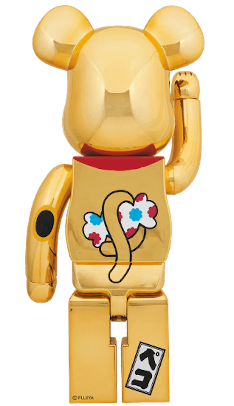 Order Bearbrick x Kucing Keberuntungan Peko-Chan 1000% Emas Berlapis