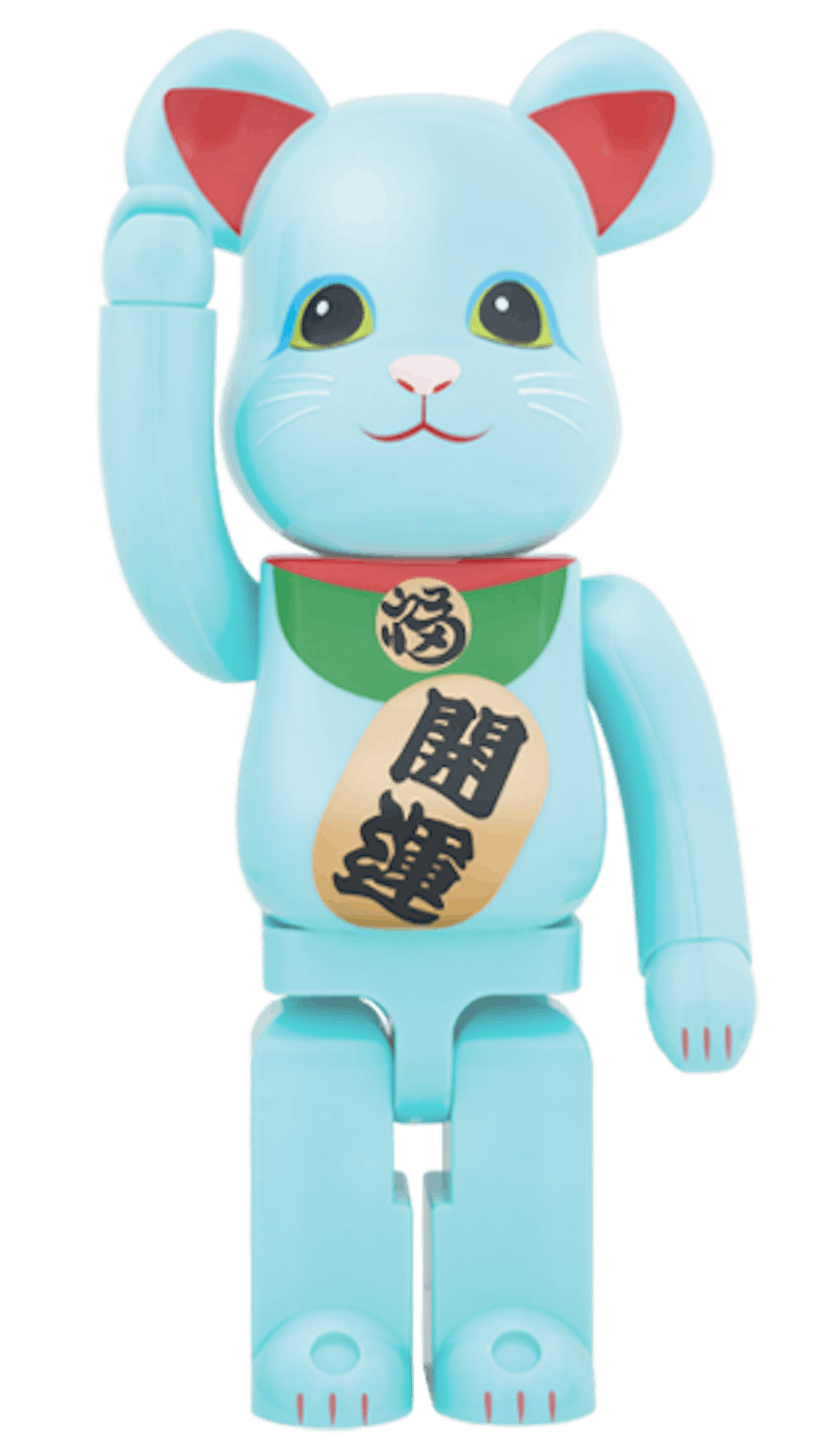 Bearbrick x Beckoning Cat Phosphorescent 1000% Blue