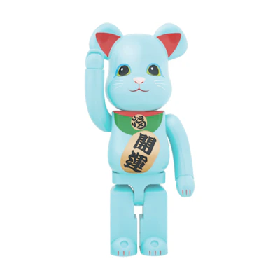 Bearbrick Beckoning Cat Phosphorescent 1000% Blue