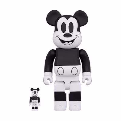 Bearbrick Disney Mickey Mouse 100% & 400% Set 'Black & White'