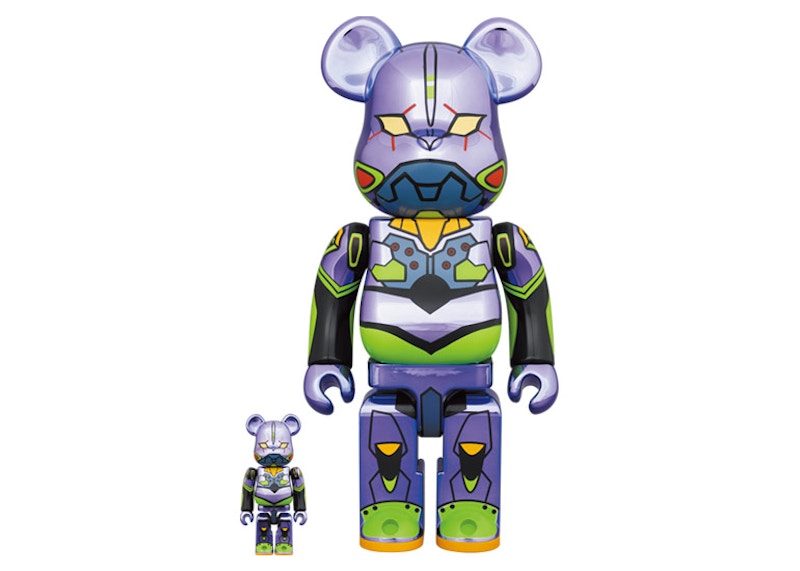 Bearbrick x Evangelion Unit 1 100% & 400% Set 'Chrome'